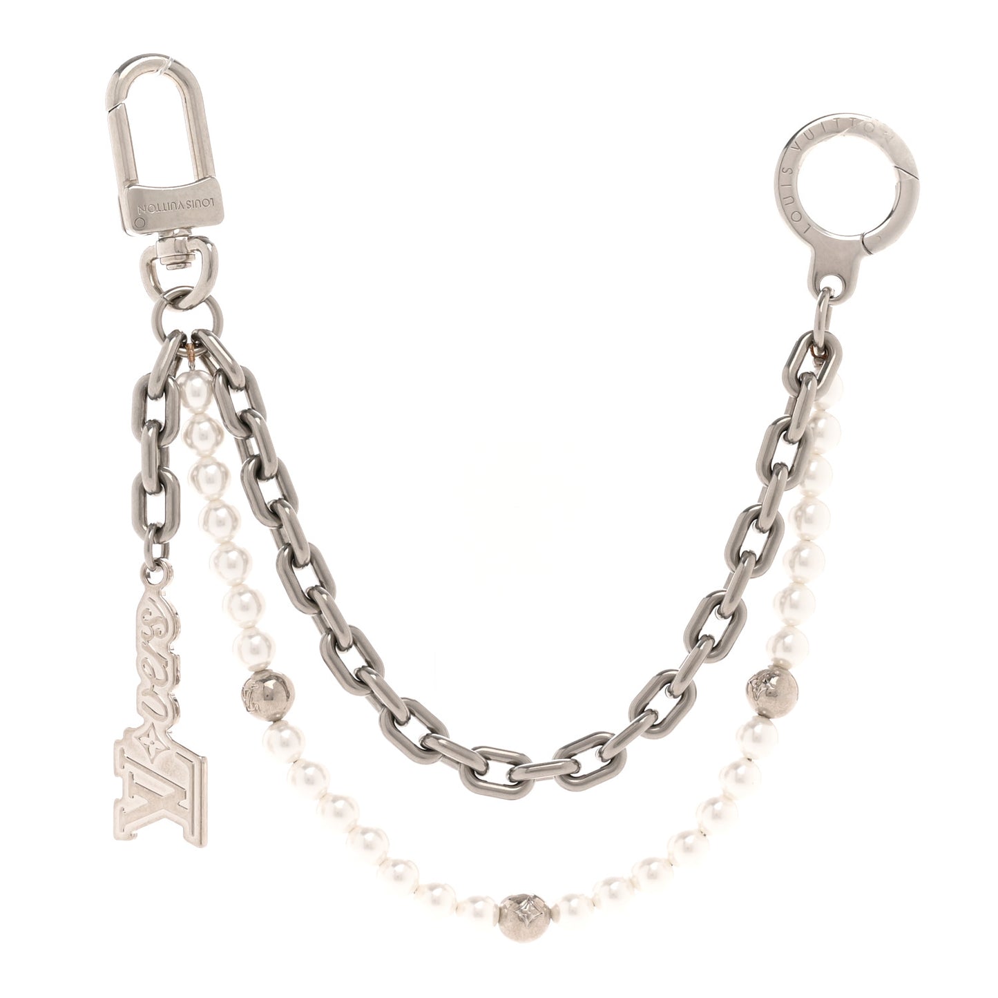 Metal Pearls Mini Chain Belt Bag Charm Silver