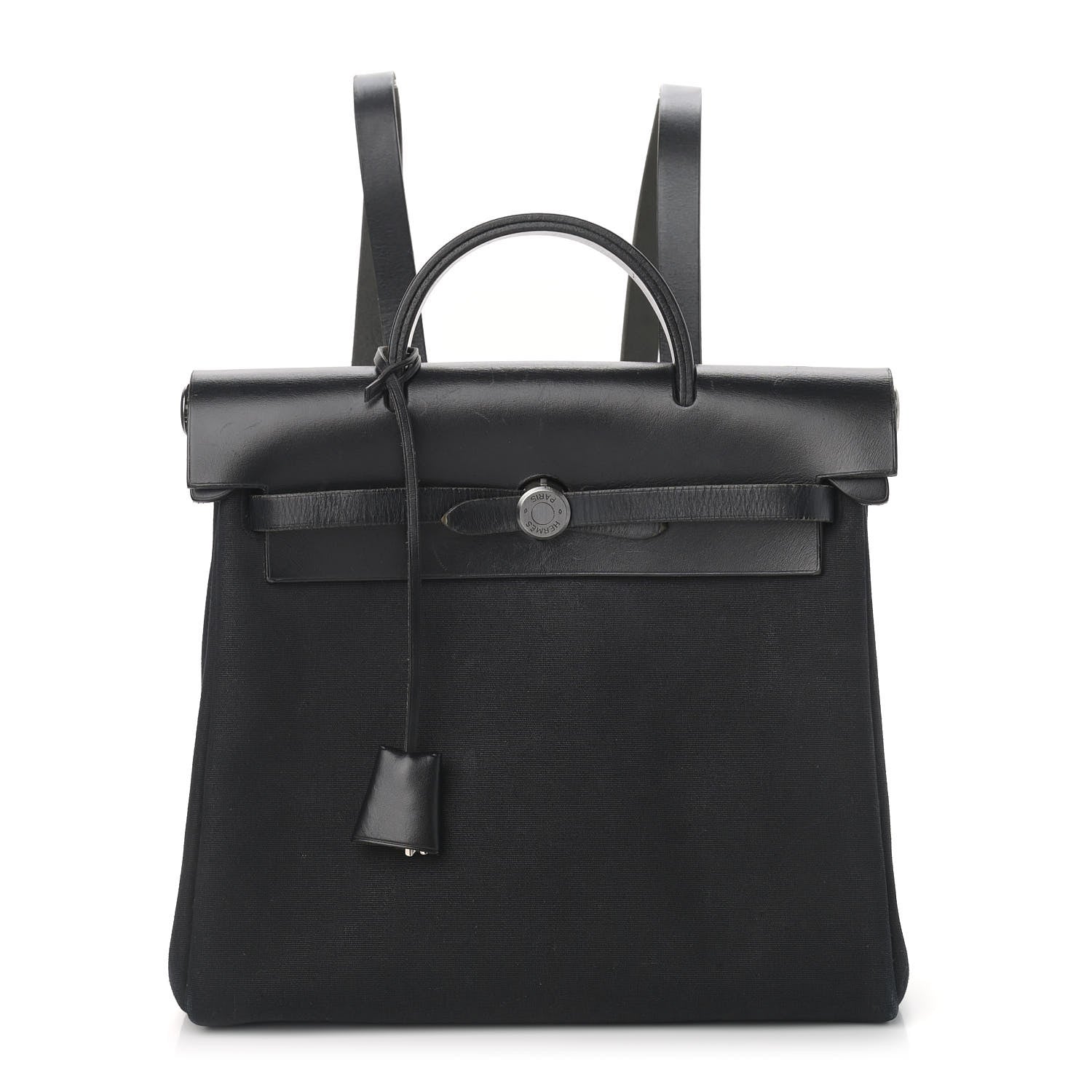 Hermes Toile Vache Calfskin Herbag 30 PM Backpack Black 1 of 16