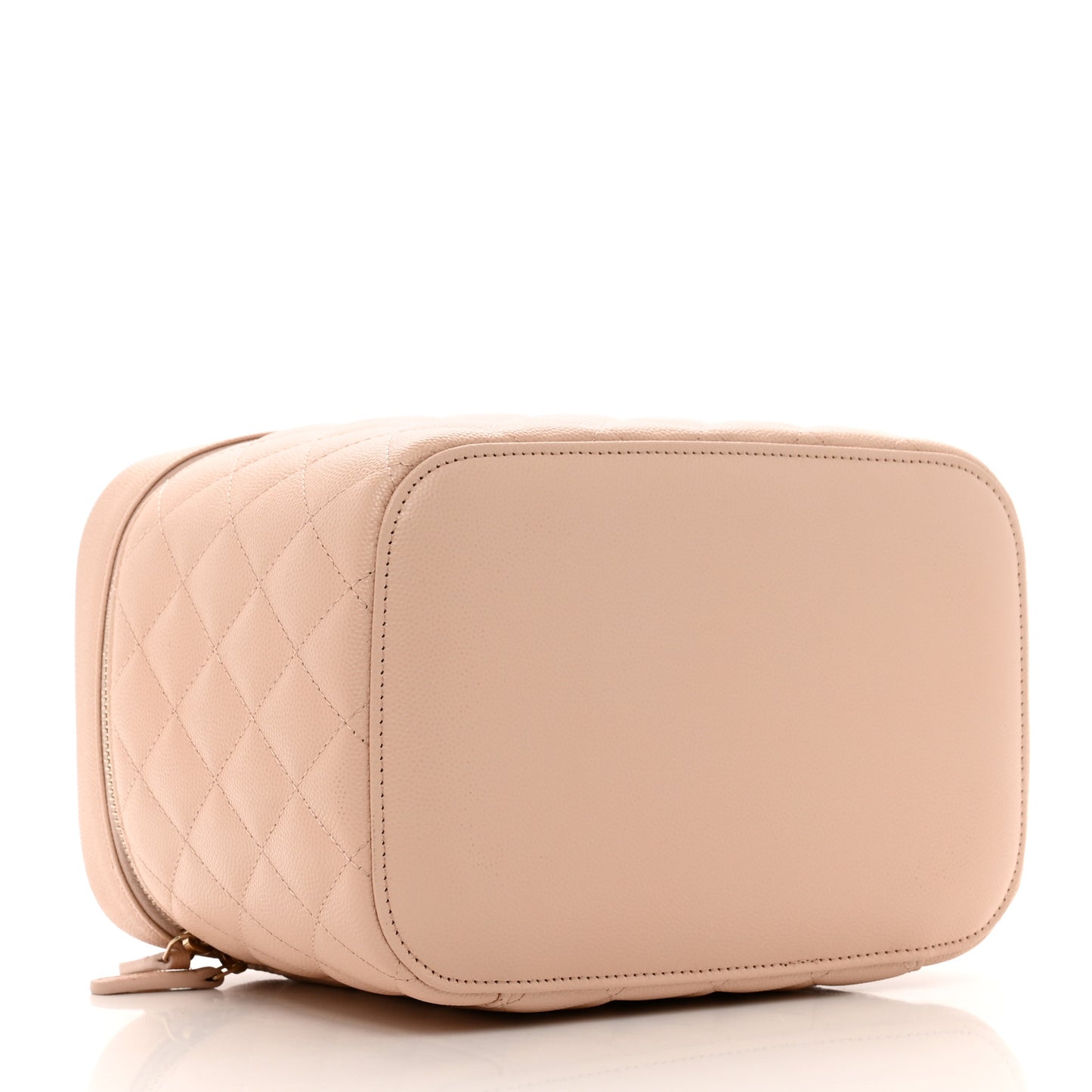 Caviar Quilted Large Vanity Pouch Light Beige