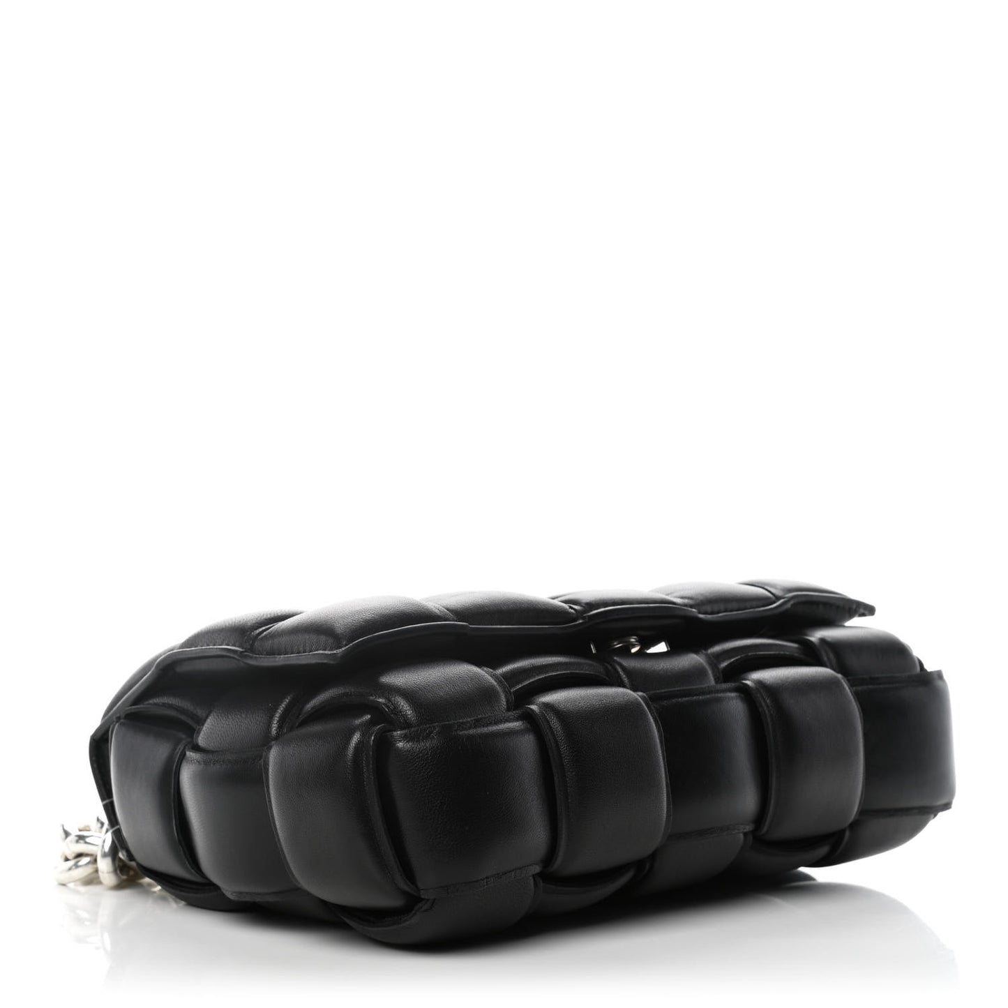 Lambskin Maxi Intreccio Padded Chain Cassette Crossbody Bag Black
