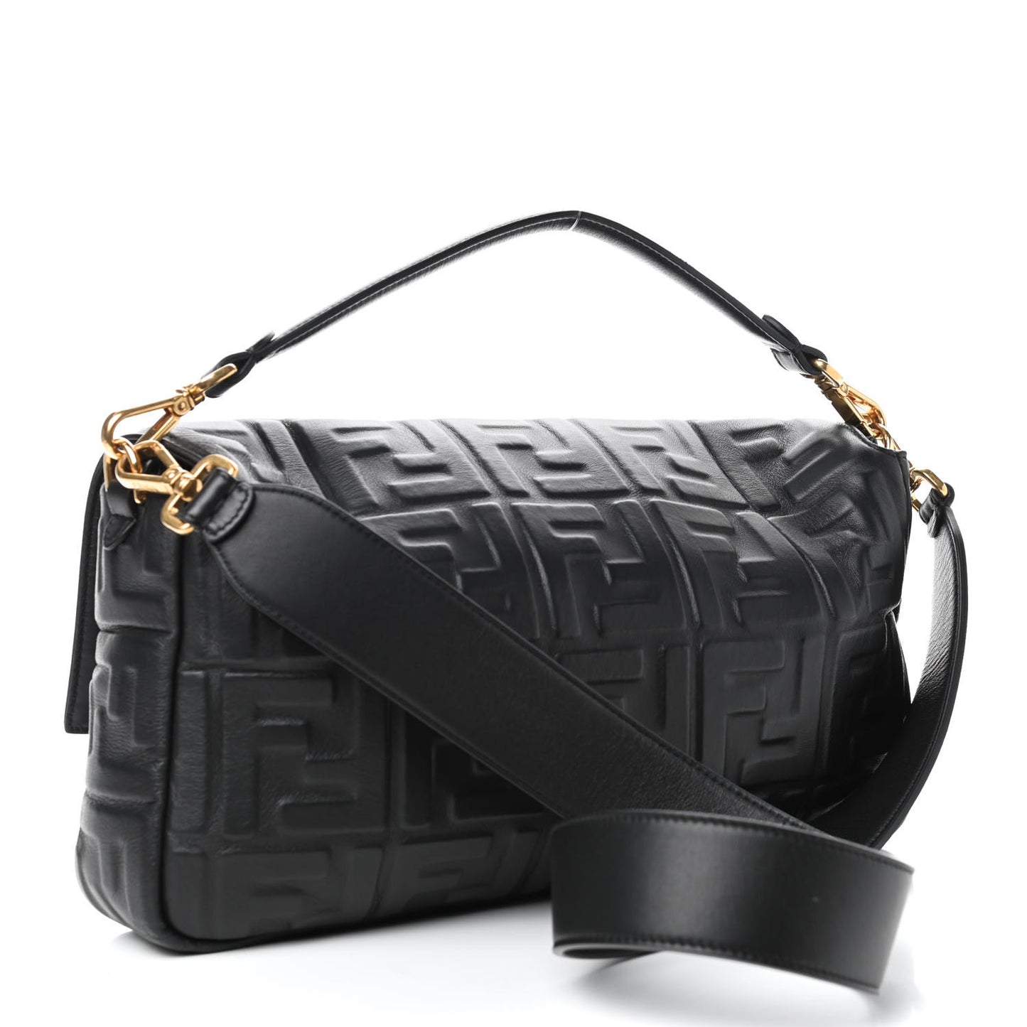 Nappa FF 1974 Embossed Large Baguette Black