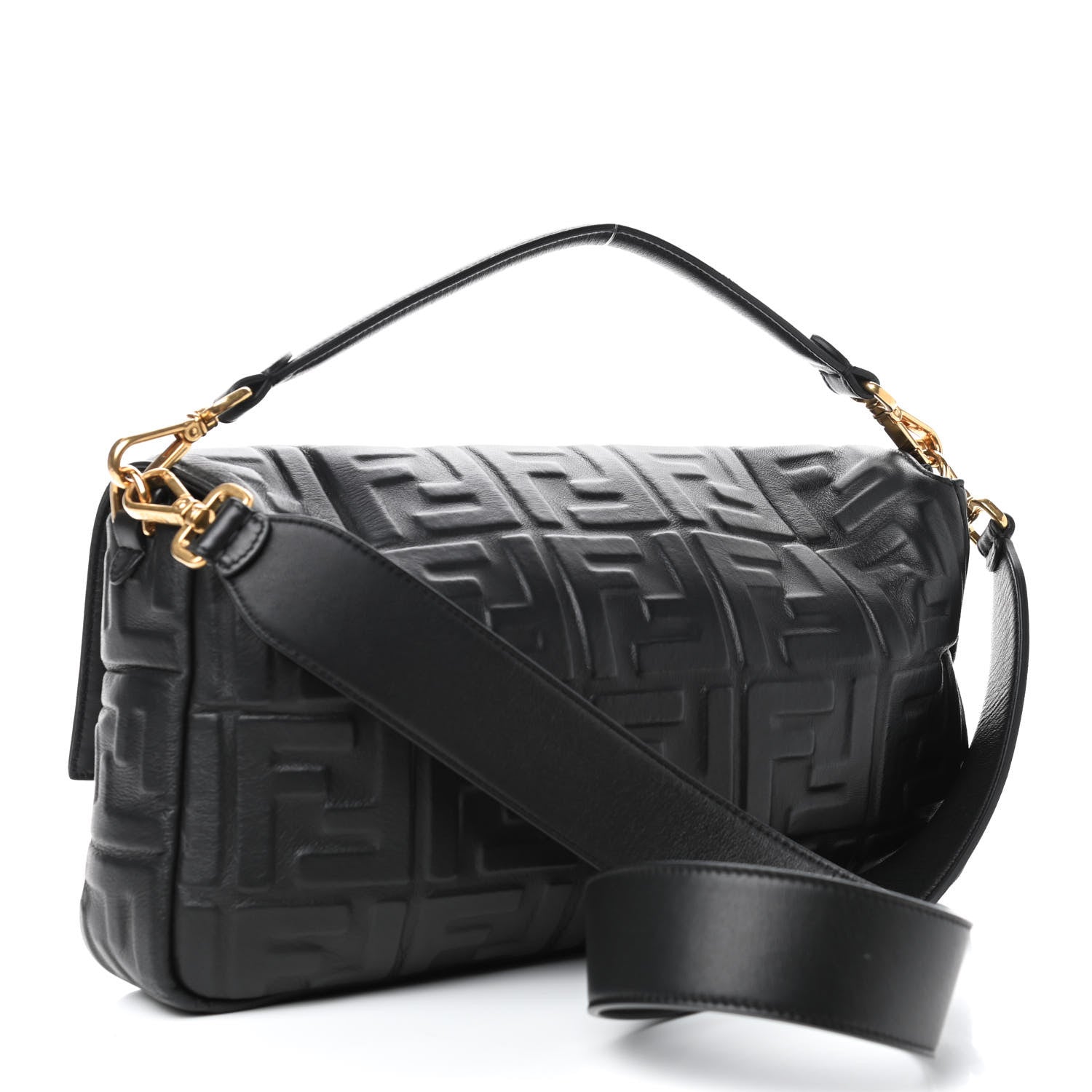 Fendi Nappa FF 1974 Embossed Large Baguette Black 2 of 4