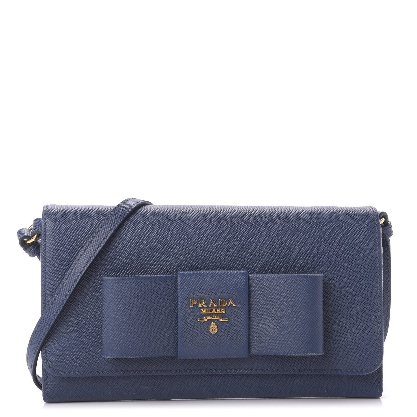 Saffiano Fiocco Bow Flap Wallet Bleuette