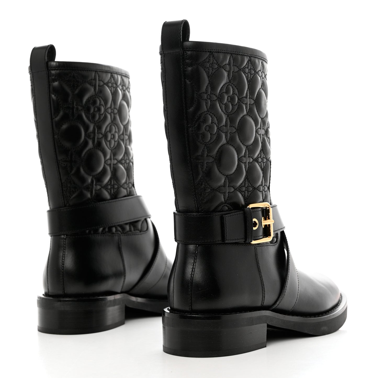 Calfskin Embossed Monogram Rebellion Half Boots 37.5 Black
