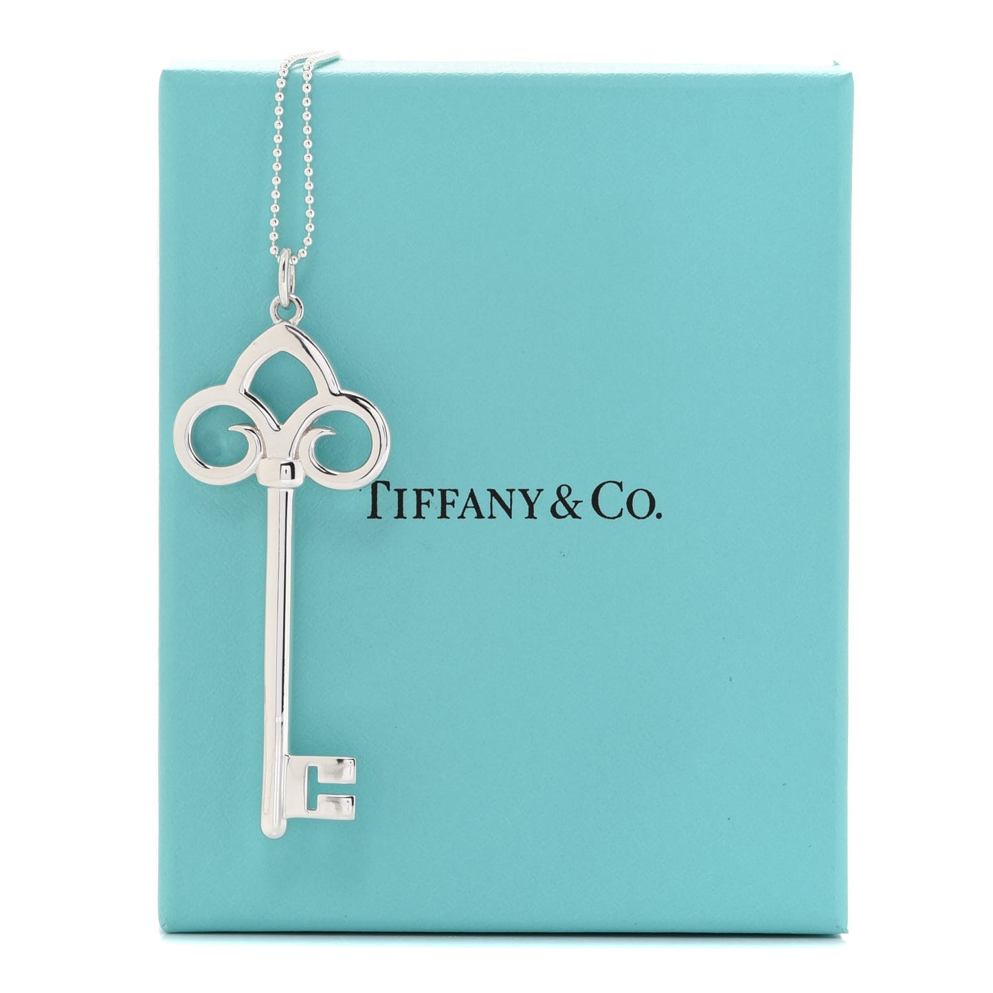 Sterling Silver Key Pendant Bead Chain Necklace