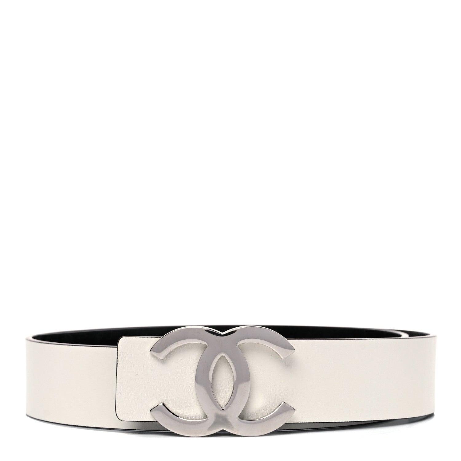 Chanel Patent Calfskin CC Reversible Belt 80 32 Black White 1 of 5