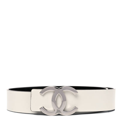 Chanel Patent Calfskin CC Reversible Belt 80 32 Black White 1 of 5