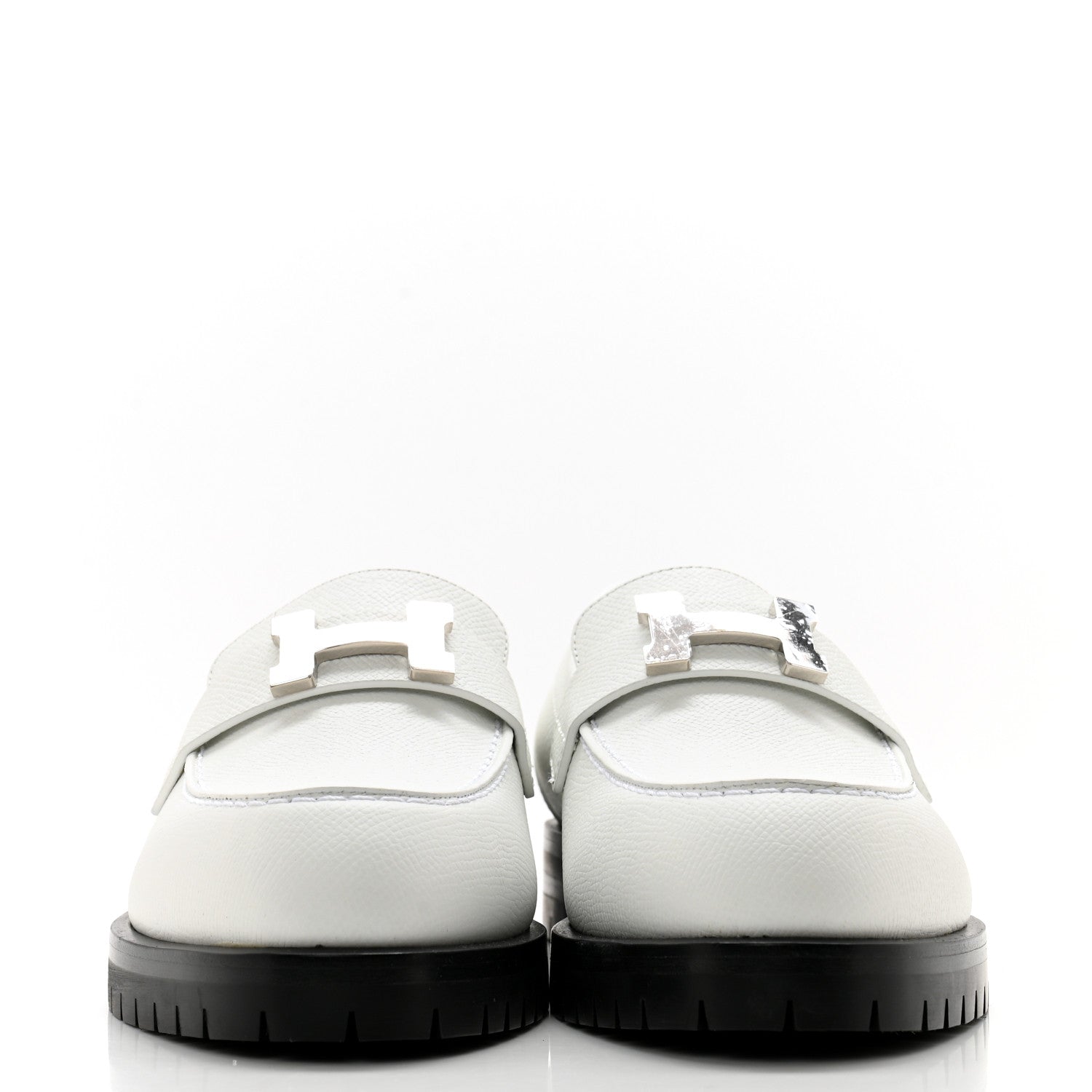 Hermes Epsom Womens Faubourg Loafers 37 White 2 of 10