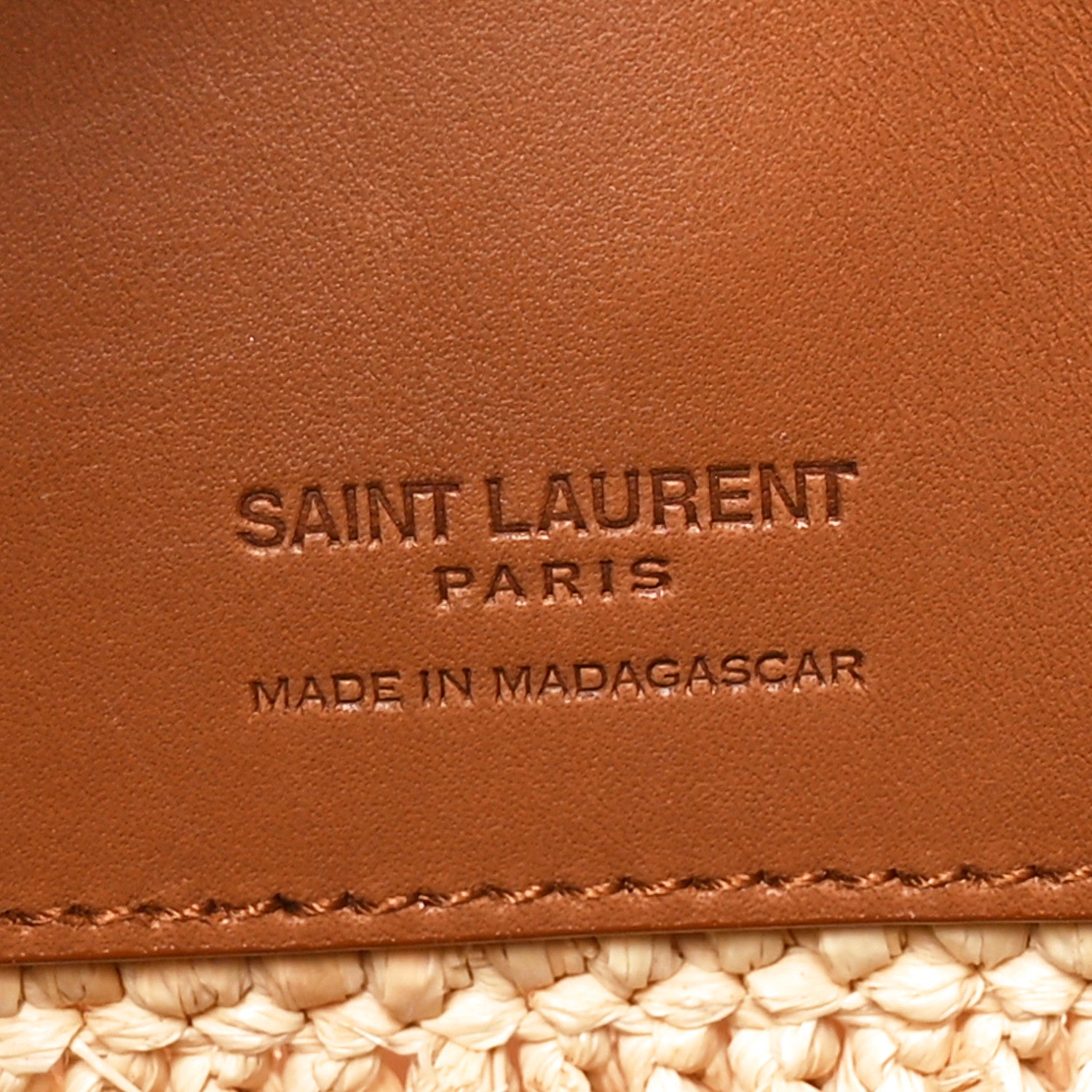 Saint Laurent Raffia Vegetable Le 37 Bucket Bag Naturel Brick 7 of 11
