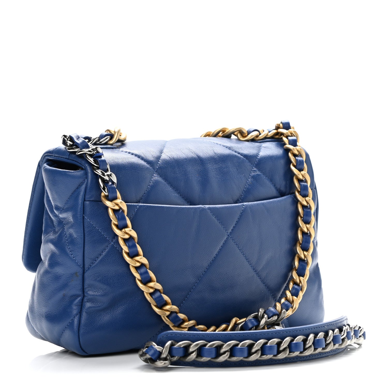 Chanel Goatskin Quilted Medium Chanel 19 Flap Dark Blue 3 of 11