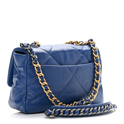 Chanel Goatskin Quilted Medium Chanel 19 Flap Dark Blue 3 of 11