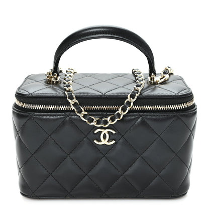 Chanel Lambskin Quilted Small Top Handle Vanity Case With Chain Black 1 of 12