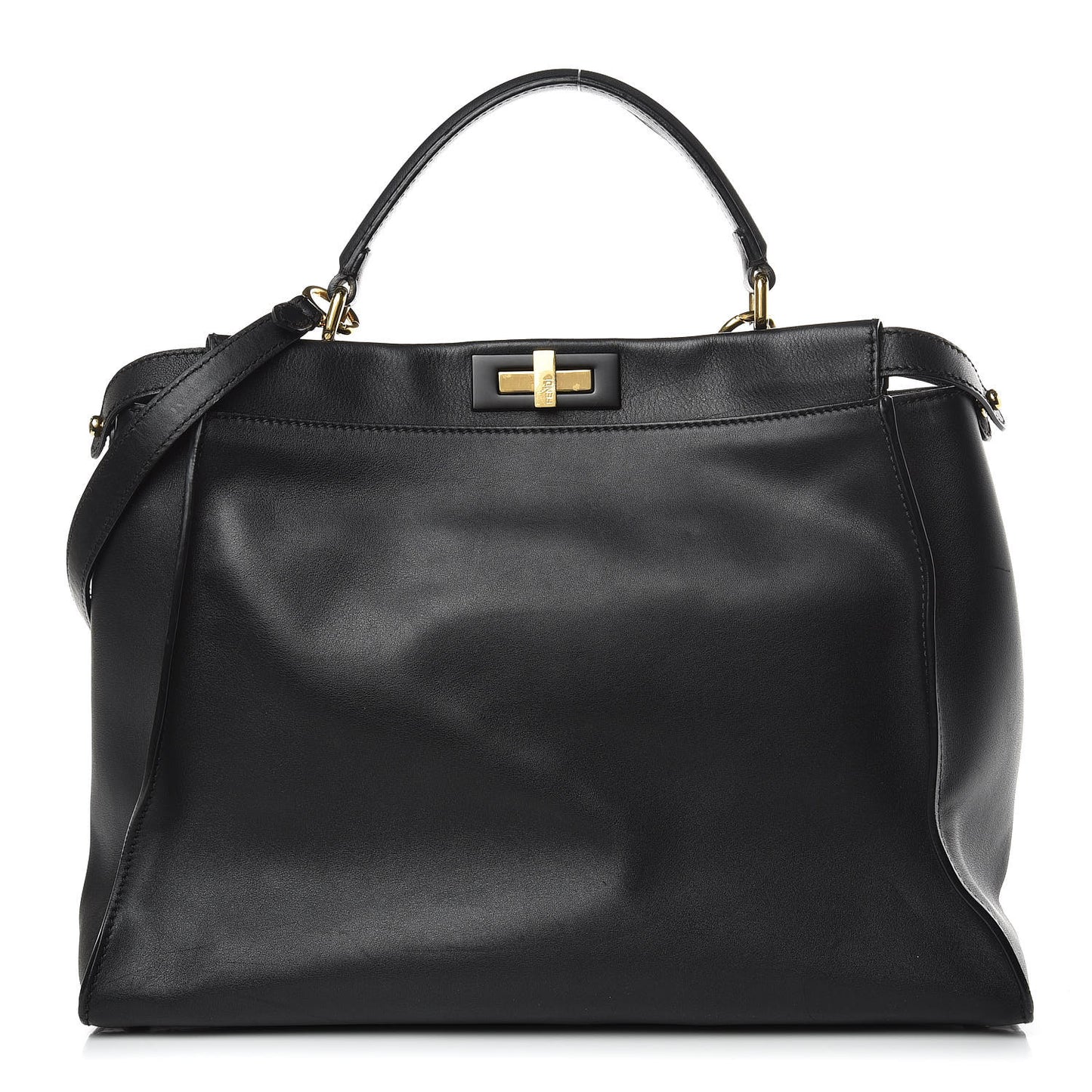 Vitello Seta Shiny Nappa Large Peekaboo Iconic Satchel Black
