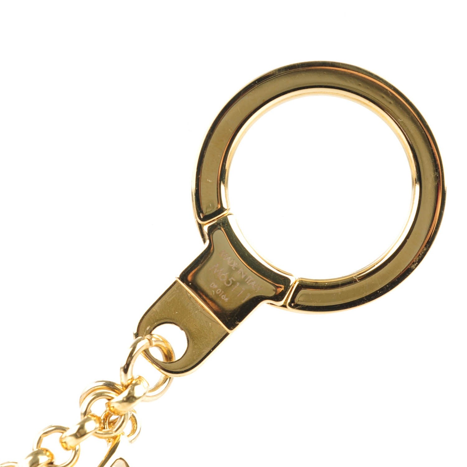 Louis Vuitton Brass Enamel Fleur De Monogram Bag Charm Chain Gold 4 of 5