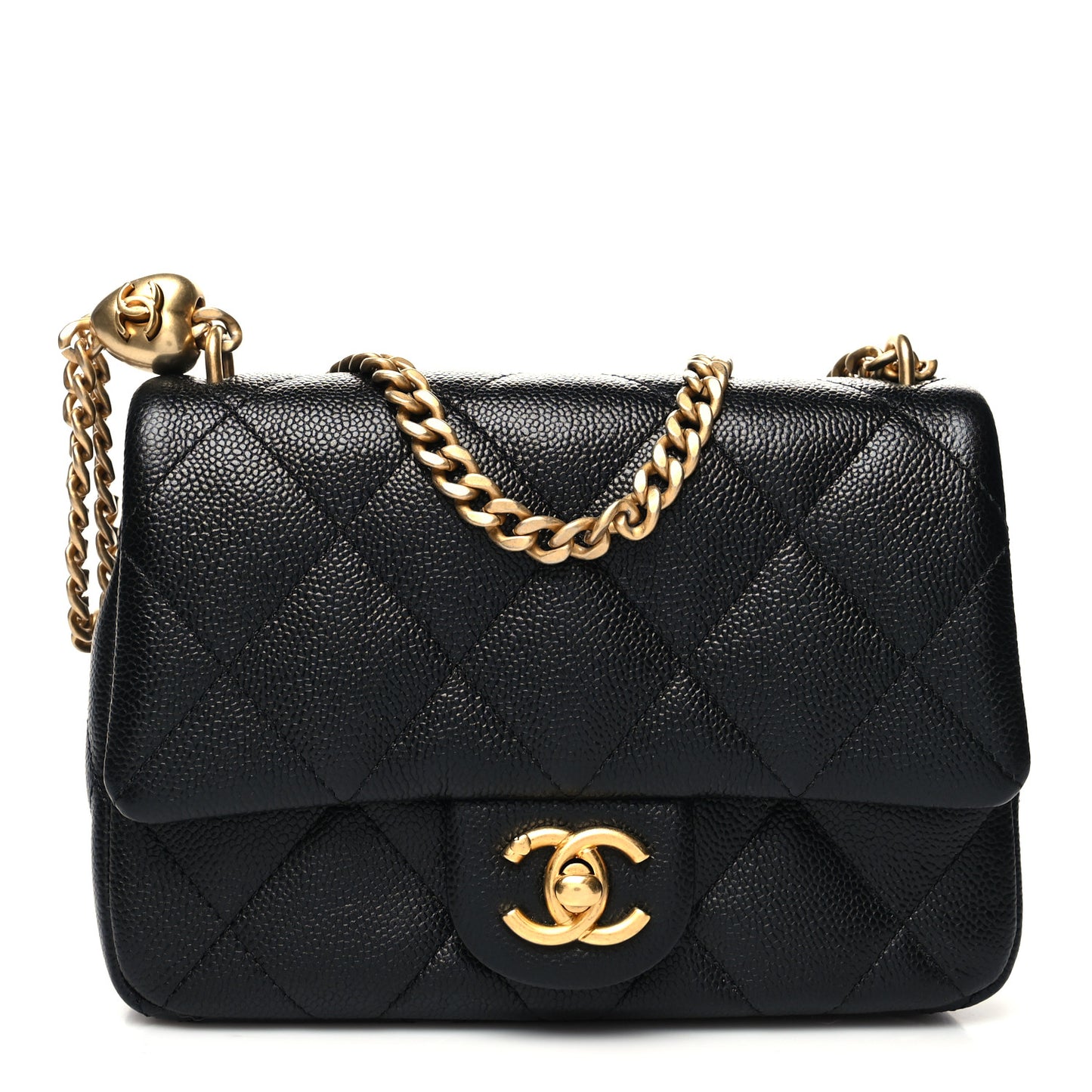 Caviar Quilted Mini Sweetheart Flap Black