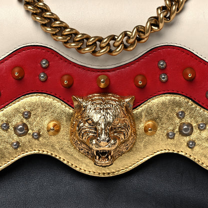 Gucci Nappa Studded Tiger Broadway Chain Shoulder Bag Multicolor 9 of 20