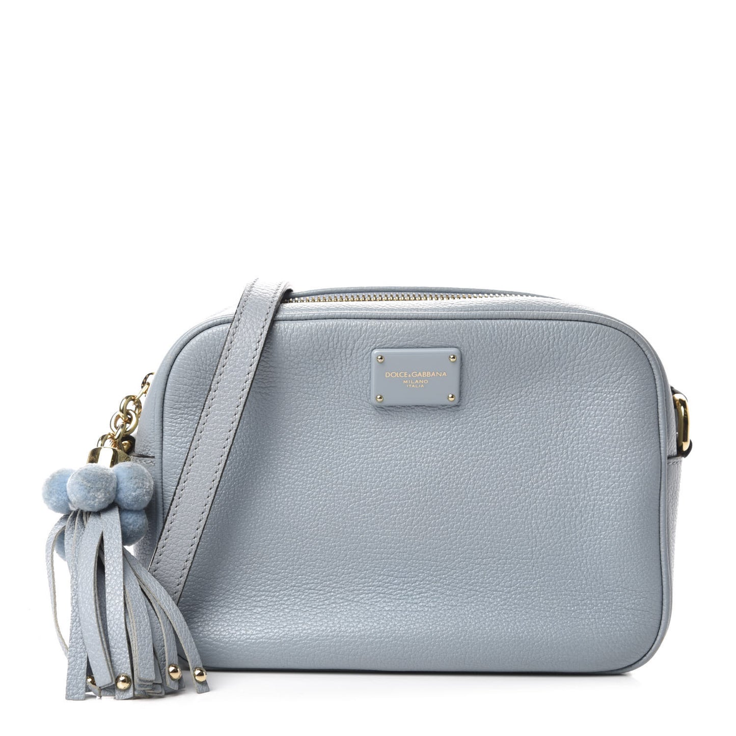Calfskin Pom Pom Glam Crossbody Grey