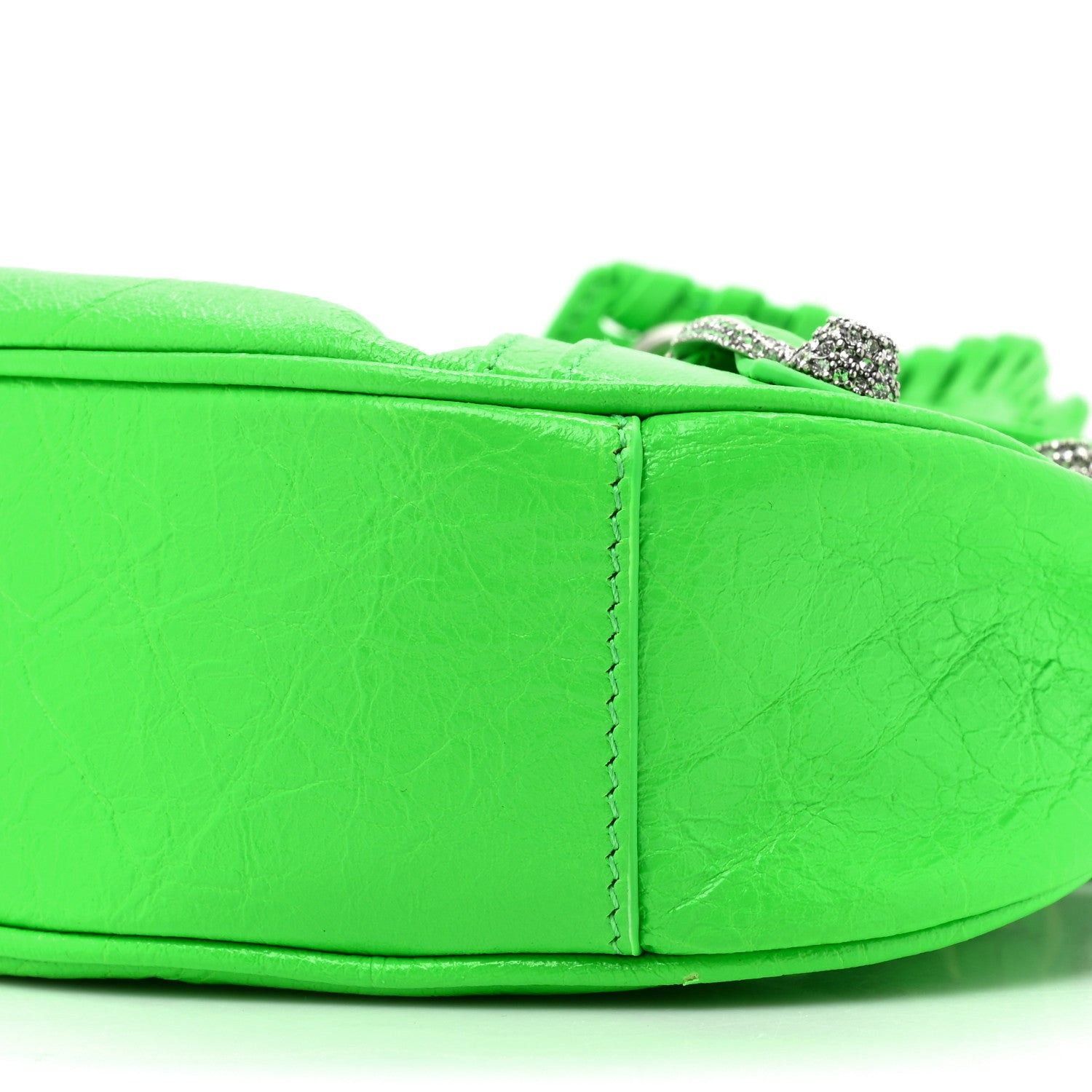 Balenciaga Agneau Arena Crystal Le Cagole Shoulder Bag XS Fluo Green 8 of 13