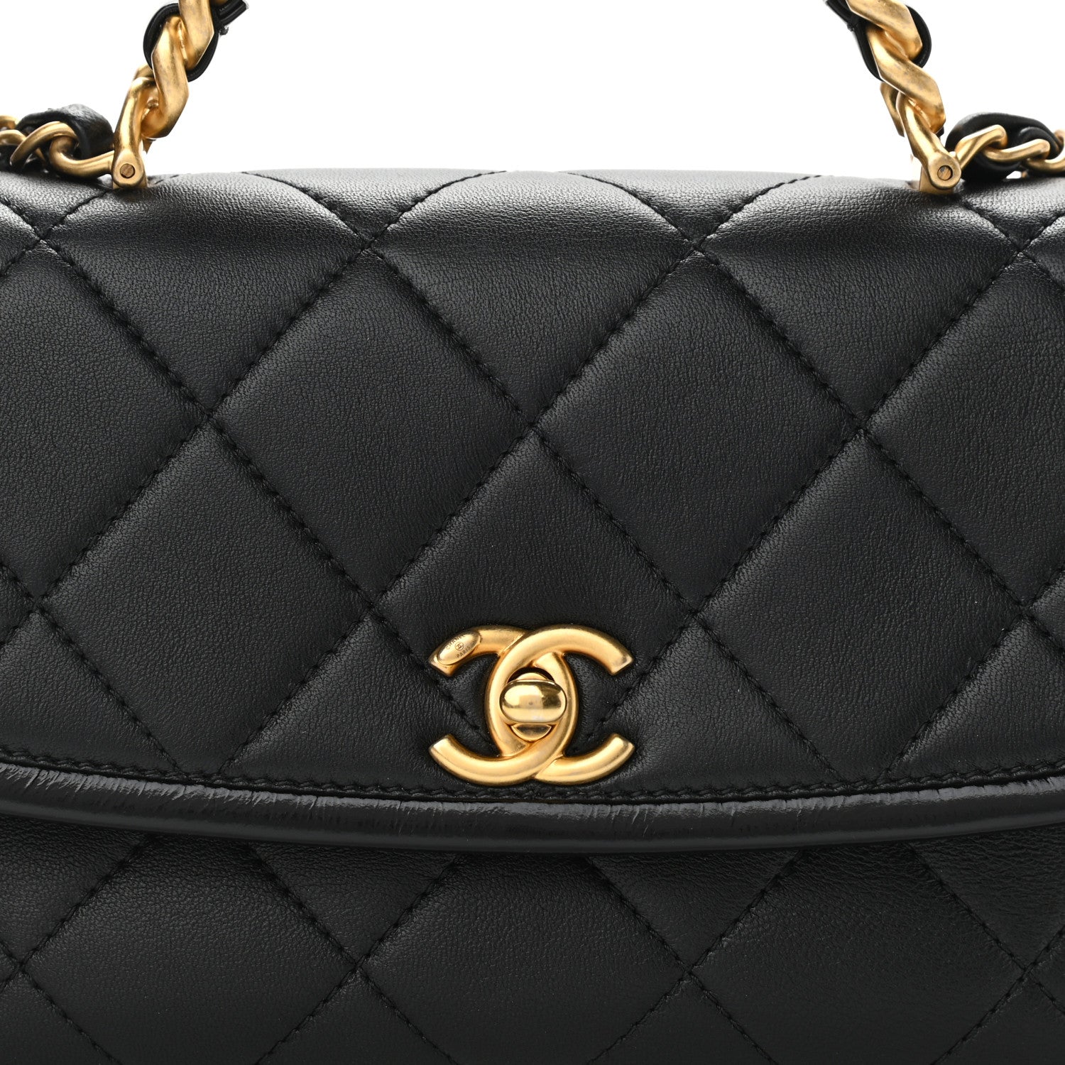 Chanel Lambskin Quilted Small La Parisienne Top Handle Flap Black 7 of 11