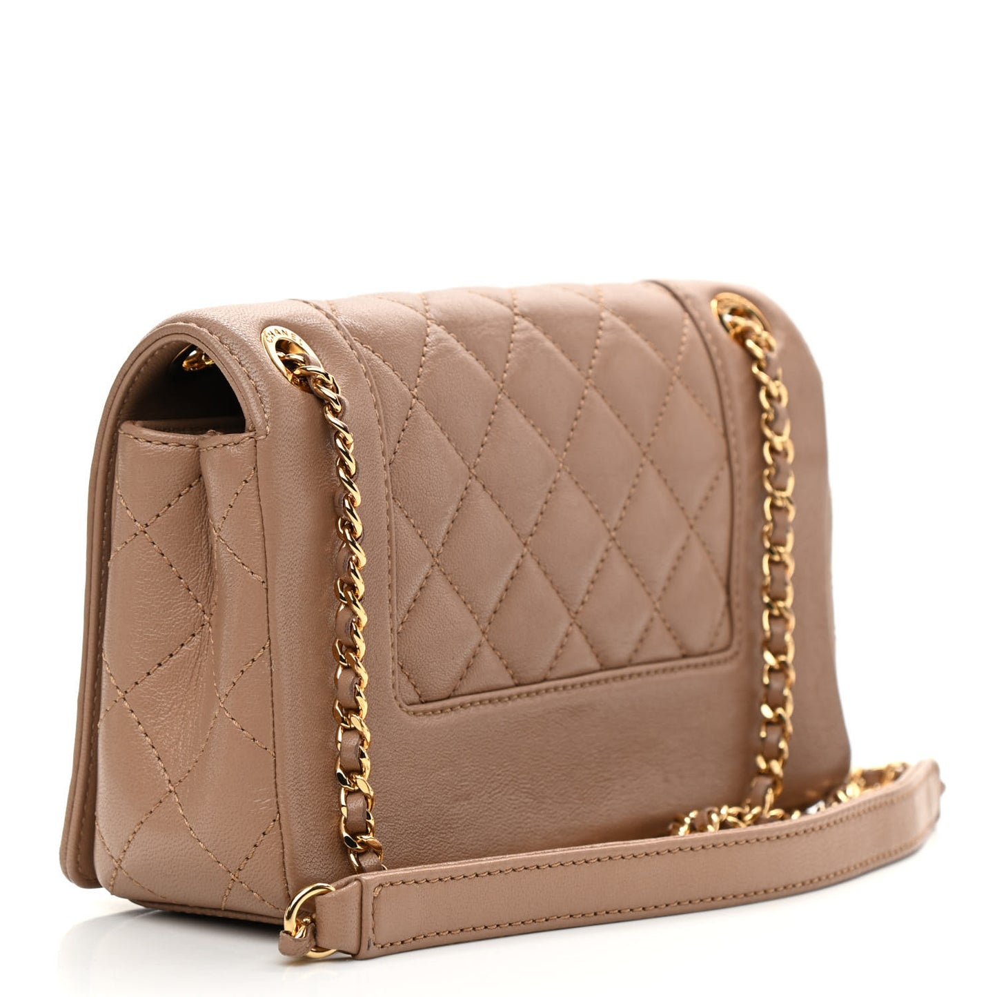Sheepskin Quilted Small Vintage Mademoiselle Flap Beige