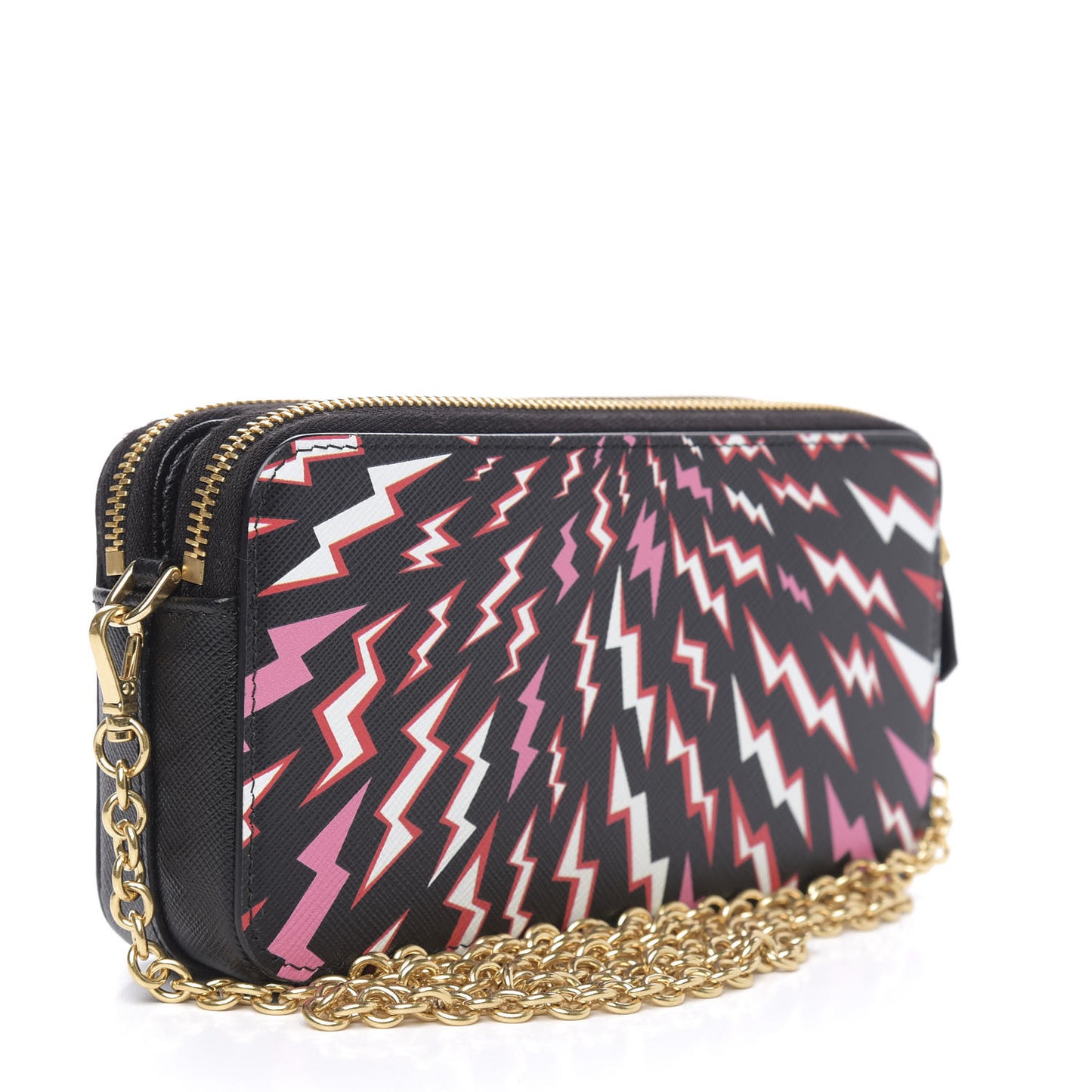 X UNIVERSAL STUDIOS Saffiano Thunder Frankenstein Mini Double Zip Chain Crossbody Bag Lacca
