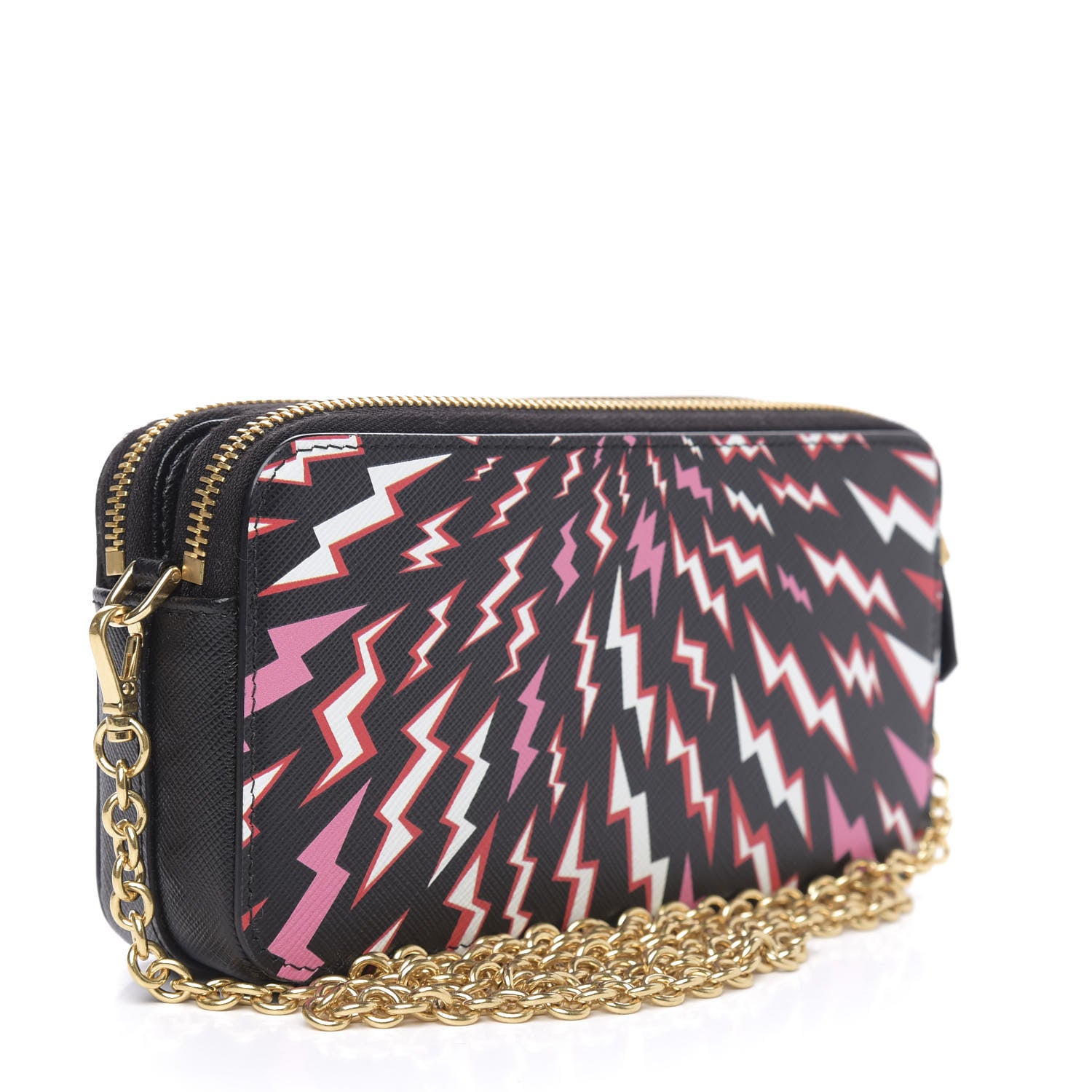 Prada X UNIVERSAL STUDIOS Saffiano Thunder Frankenstein Mini Double Zip Chain Crossbody Bag Lacca 3 of 10