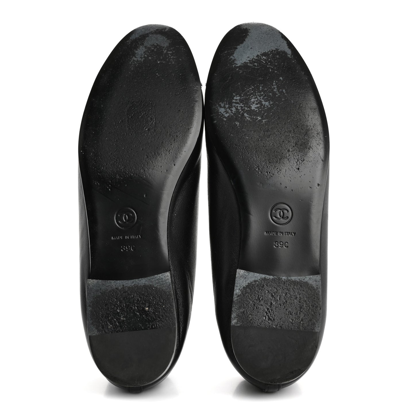 Lambskin Patent Cap Toe Ballerina Flats 39 Black