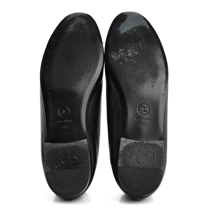 Chanel Lambskin Patent Cap Toe Ballerina Flats 39 Black 6 of 14