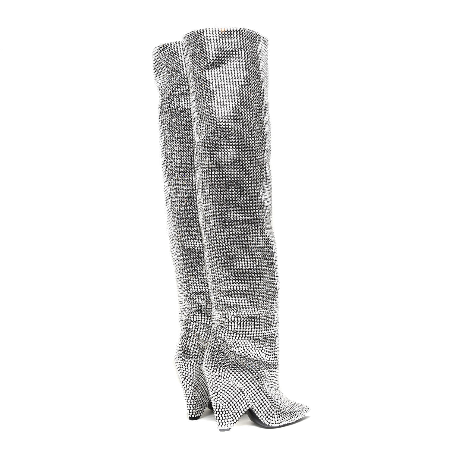 Saint Laurent Swarovski Crystal Embellished Niki 105 Thigh High Boots 39 4 of 9