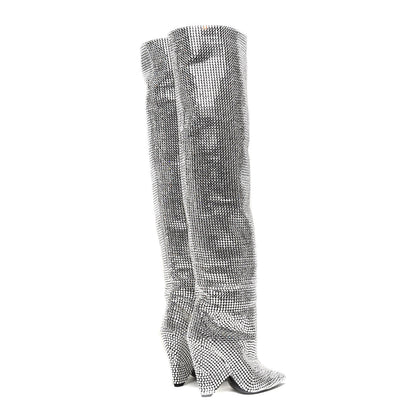 Saint Laurent Swarovski Crystal Embellished Niki 105 Thigh High Boots 39 4 of 9