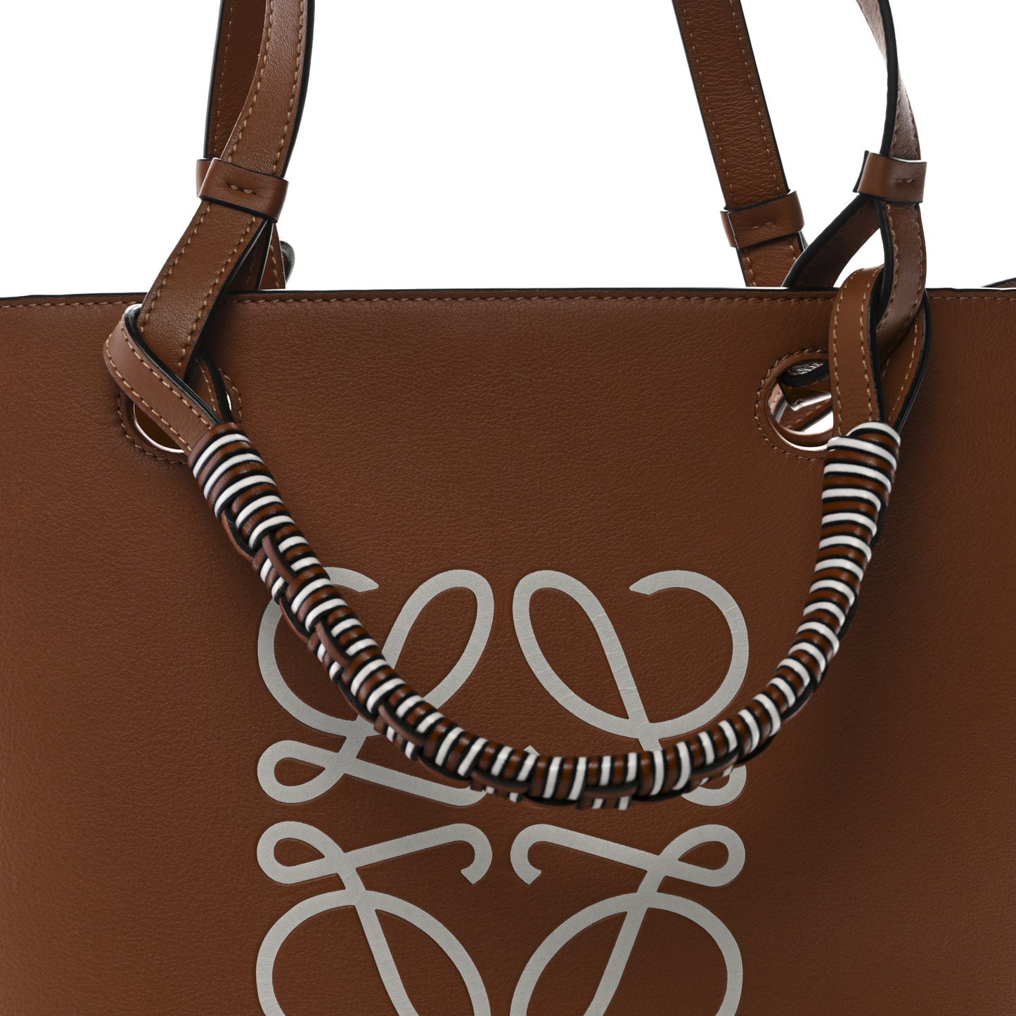 Smooth Calfskin Small Anagram Tote Tan Ecru