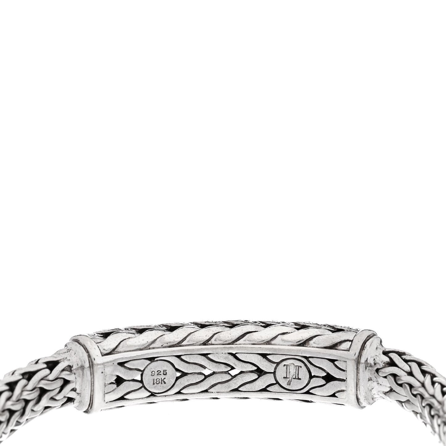 Sterling Silver 18K Yellow Gold Diamond Classic Chain Woven Station Bracelet