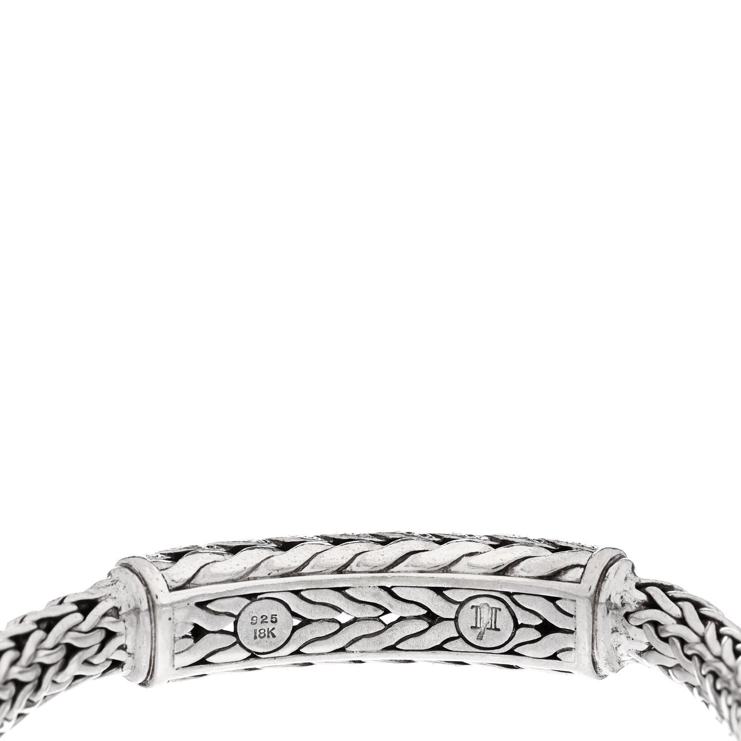 John Hardy Sterling Silver 18K Yellow Gold Diamond Classic Chain Woven Station Bracelet 3 of 6