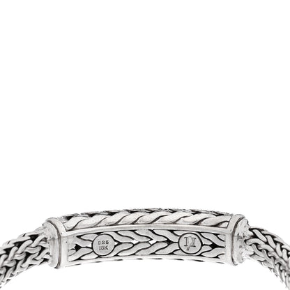 John Hardy Sterling Silver 18K Yellow Gold Diamond Classic Chain Woven Station Bracelet 3 of 6