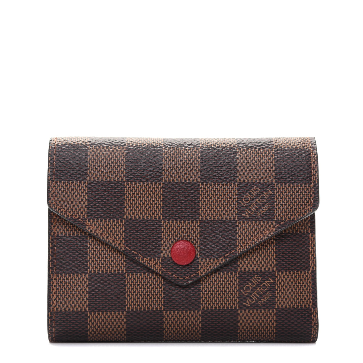 Louis Vuitton Damier Ebene Victorine Wallet Red 1 of 12