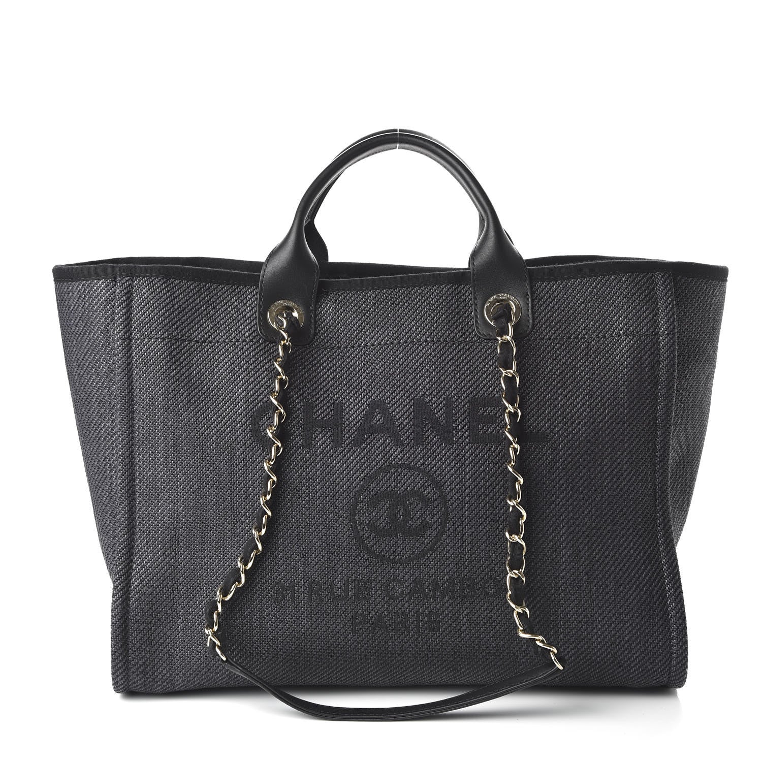 Chanel Canvas Medium Deauville Tote Black 1 of 12