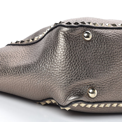 Valentino Garavani Metallic Alce Printed Calfskin Medium Rockstud Tote Sasso 12 of 14