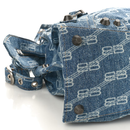Balenciaga Denim BB Monogram Neo Cagole City Handbag Blue 8 of 12