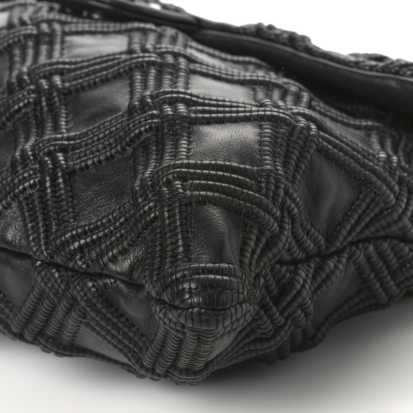 Lambskin Stitched Large Walk Of Fame Flap Black