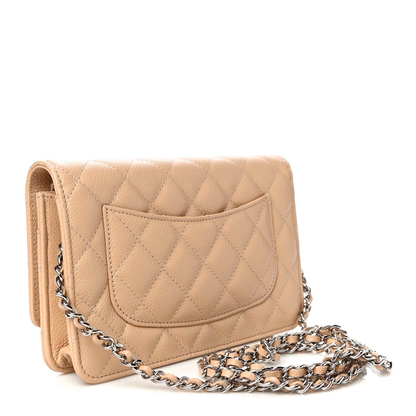 Caviar Quilted Wallet On Chain WOC Beige