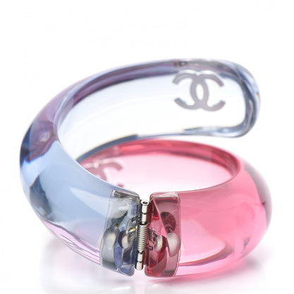 Chanel Resin Crystal CC Twist Bangle Pink Blue 3 of 5