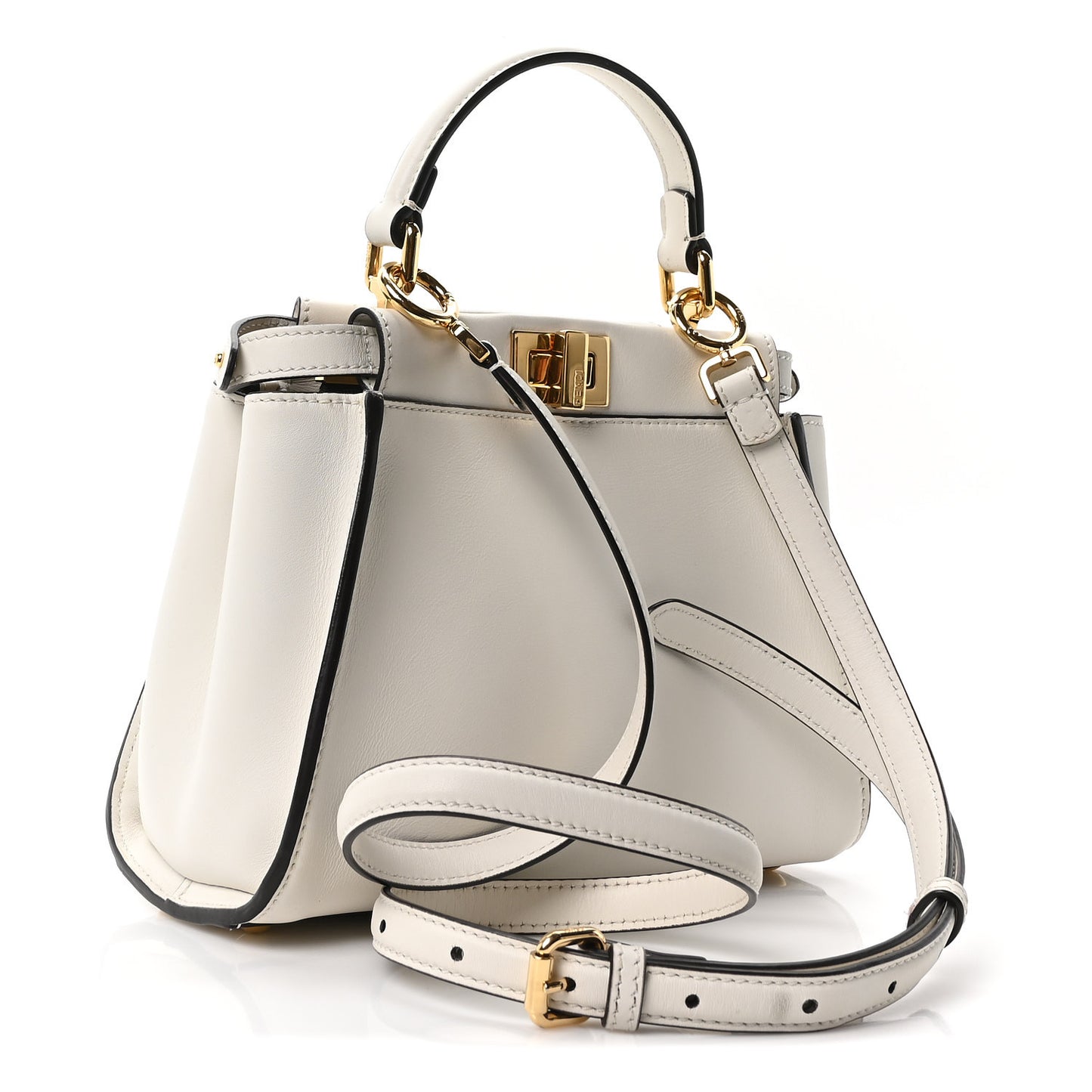 Vitello Seta Suede FF Mini Peekaboo Iconic Satchel White Ice