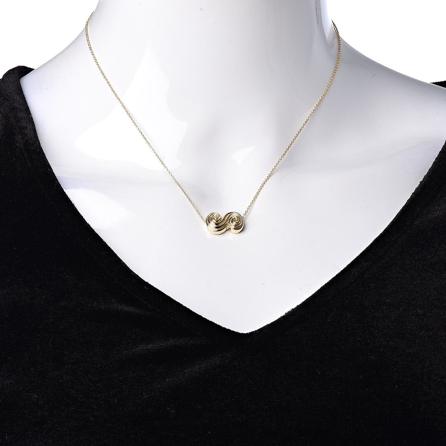 18K Yellow Gold Spiro Swirl Pendant Necklace