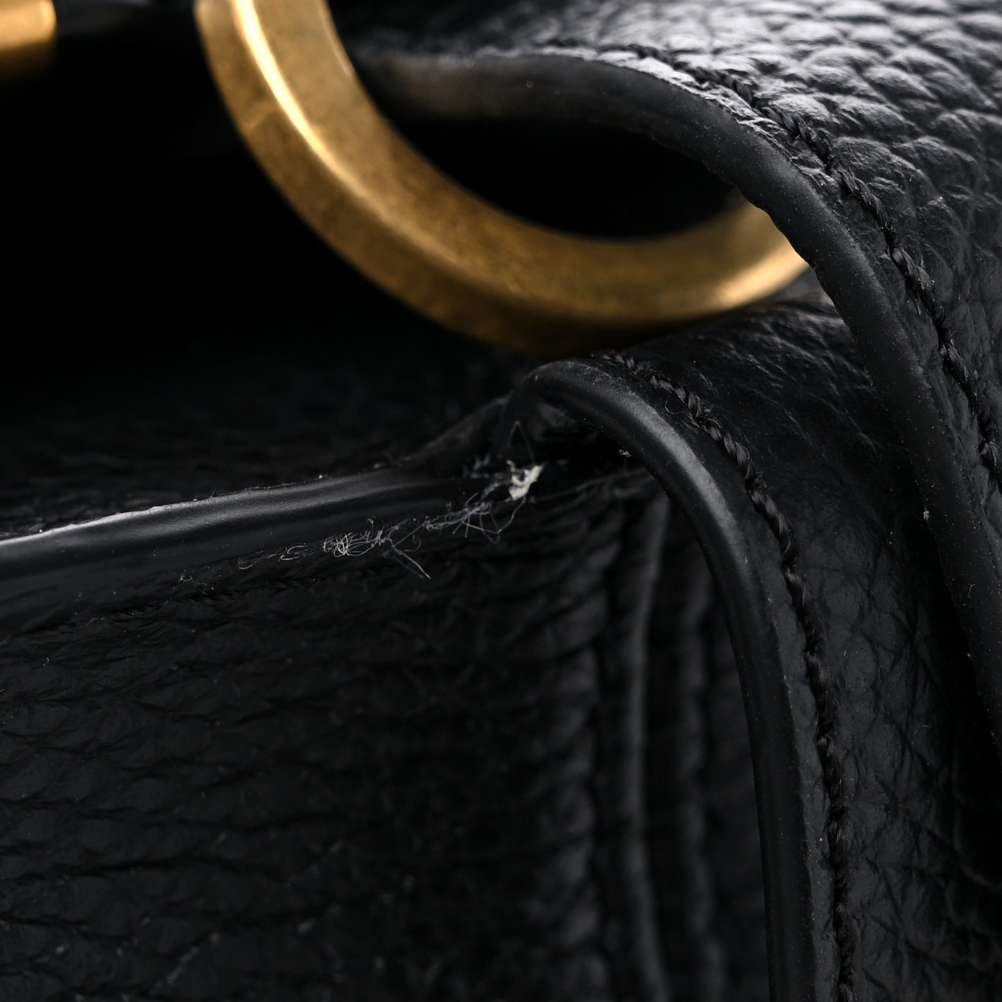 Grained Calfskin Small Marcie Saddle Bag Black
