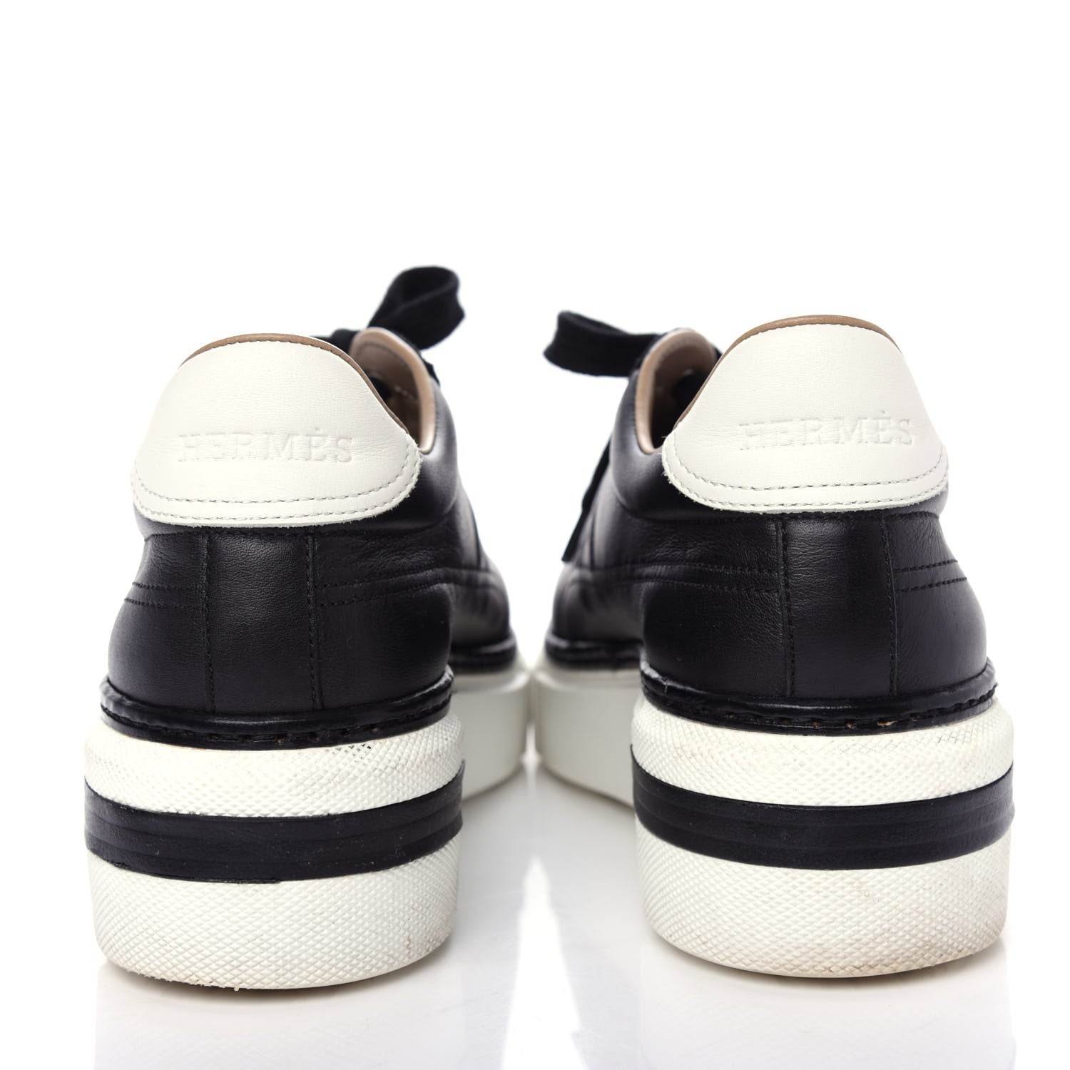Hermes Calfskin Polo Sneakers 36.5 Black White 7 of 10