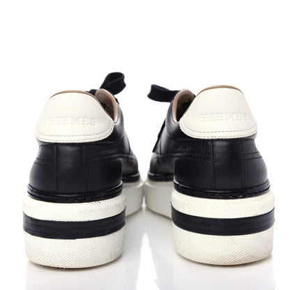Hermes Calfskin Polo Sneakers 36.5 Black White 7 of 10
