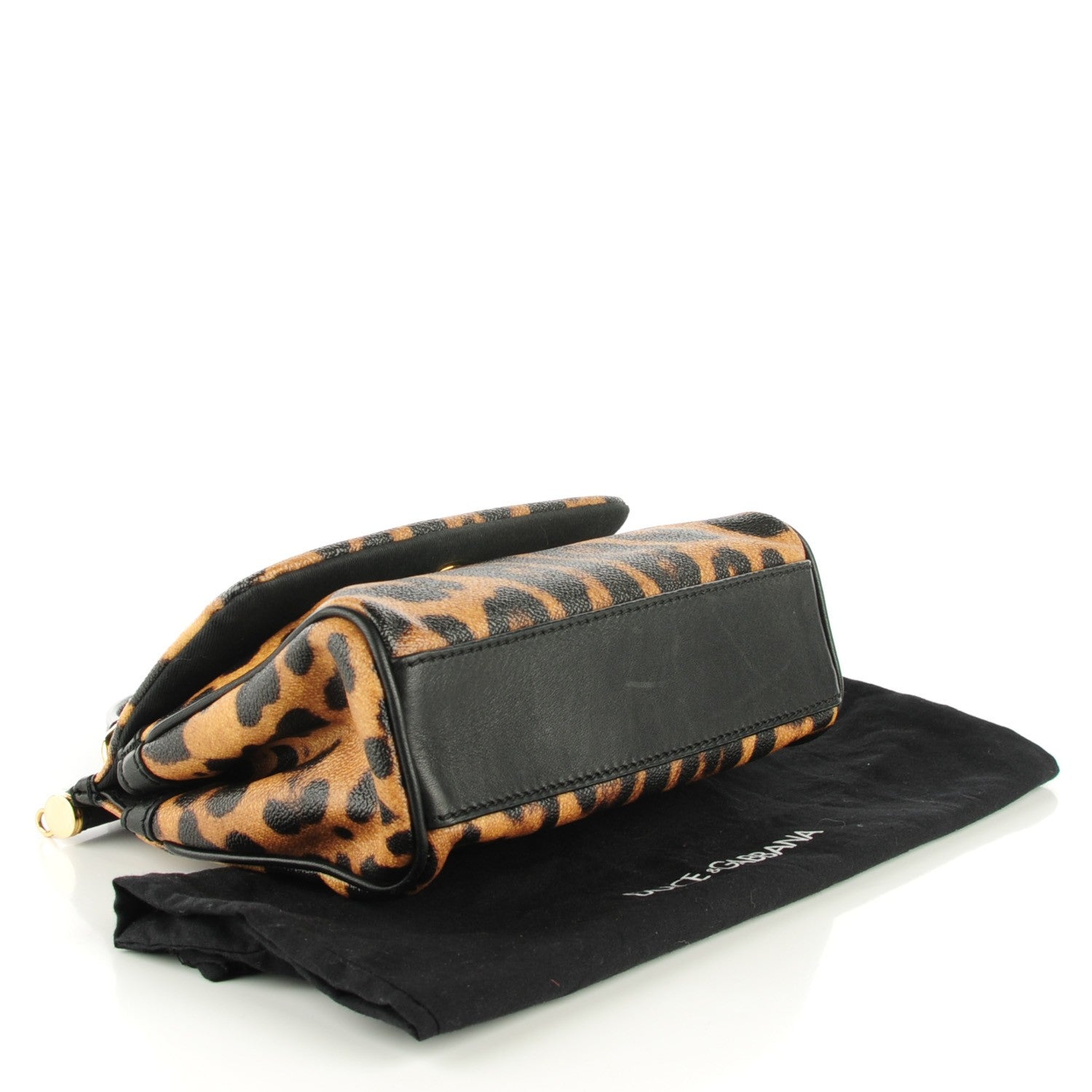 Dolce & Gabbana Dauphine Leopard Print Small Miss Sicily Satchel Black 4 of 7