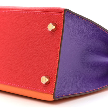 Hermes Epsom Horseshoe Kelly Sellier 28 Rose Tyrein Rouge Casaque Orange Crocus 9 of 11
