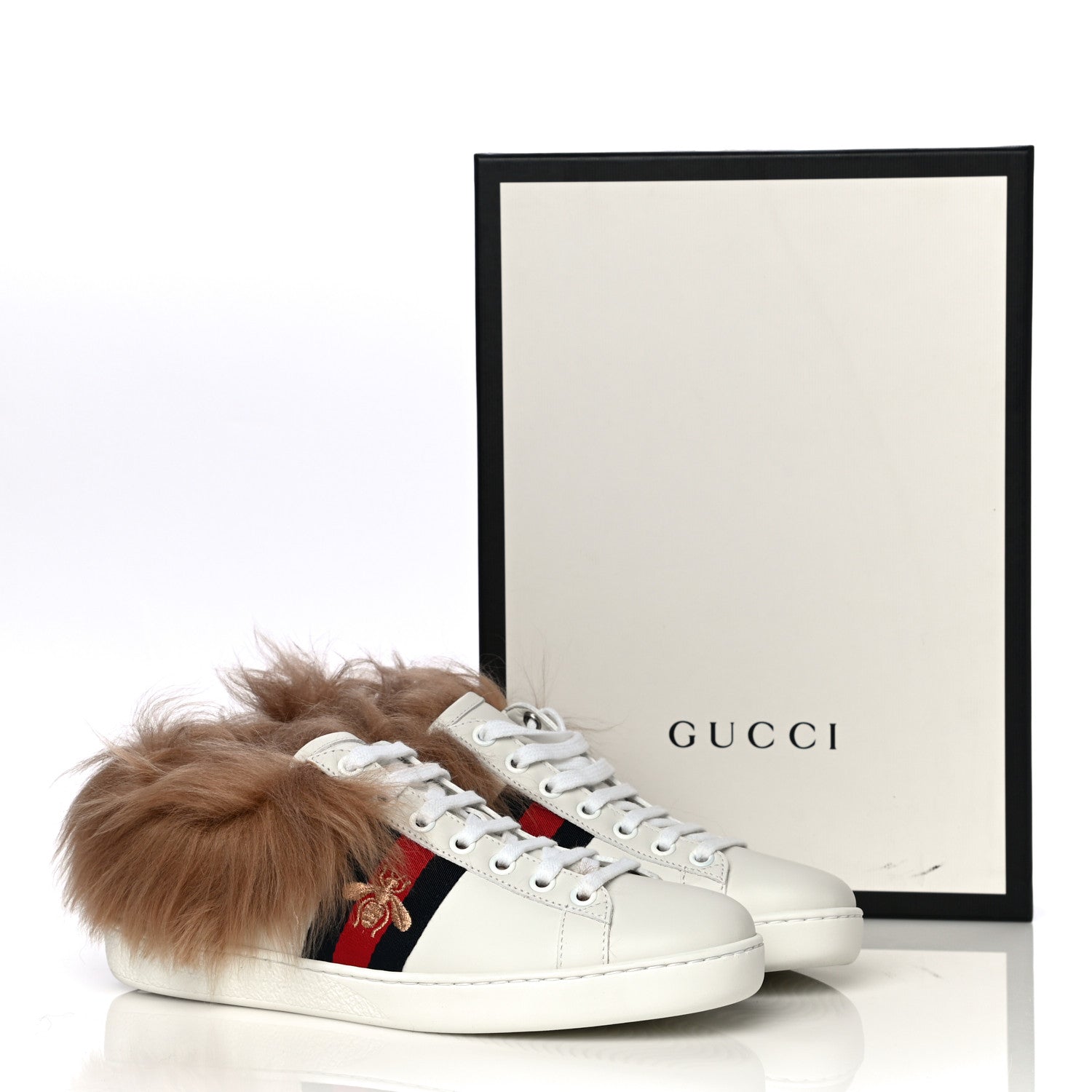 Gucci Calfskin Wool Web Bee Embroidered Womens Ace Sneakers 36.5 White 12 of 12