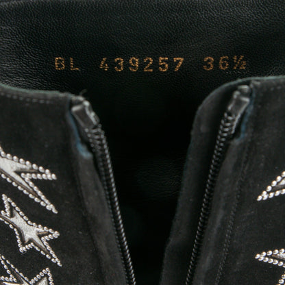 Saint Laurent Kid Scamosciato Lambskin Candy Star Studded Platform Boots 36.5 Black 8 of 10